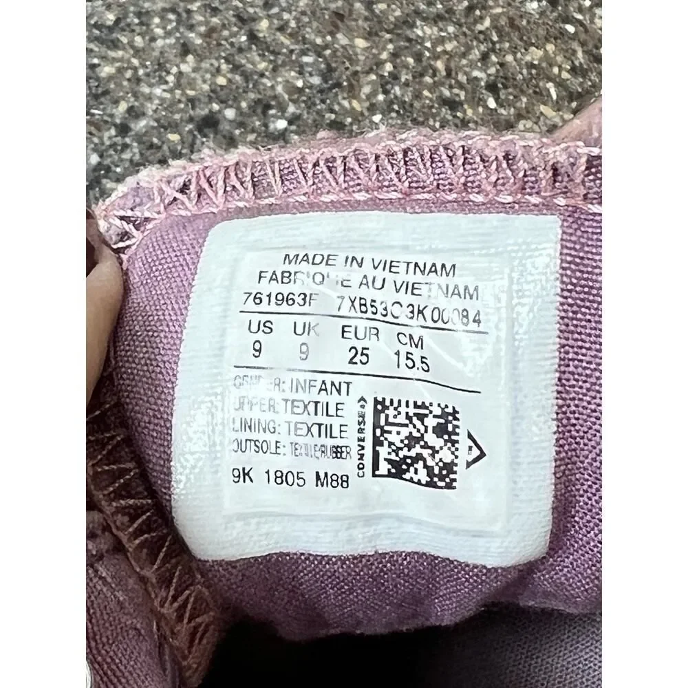 Converse Pink Canvas Sneakers Toddler Girls Size 9 Low Top Lace Up Padded Tongue